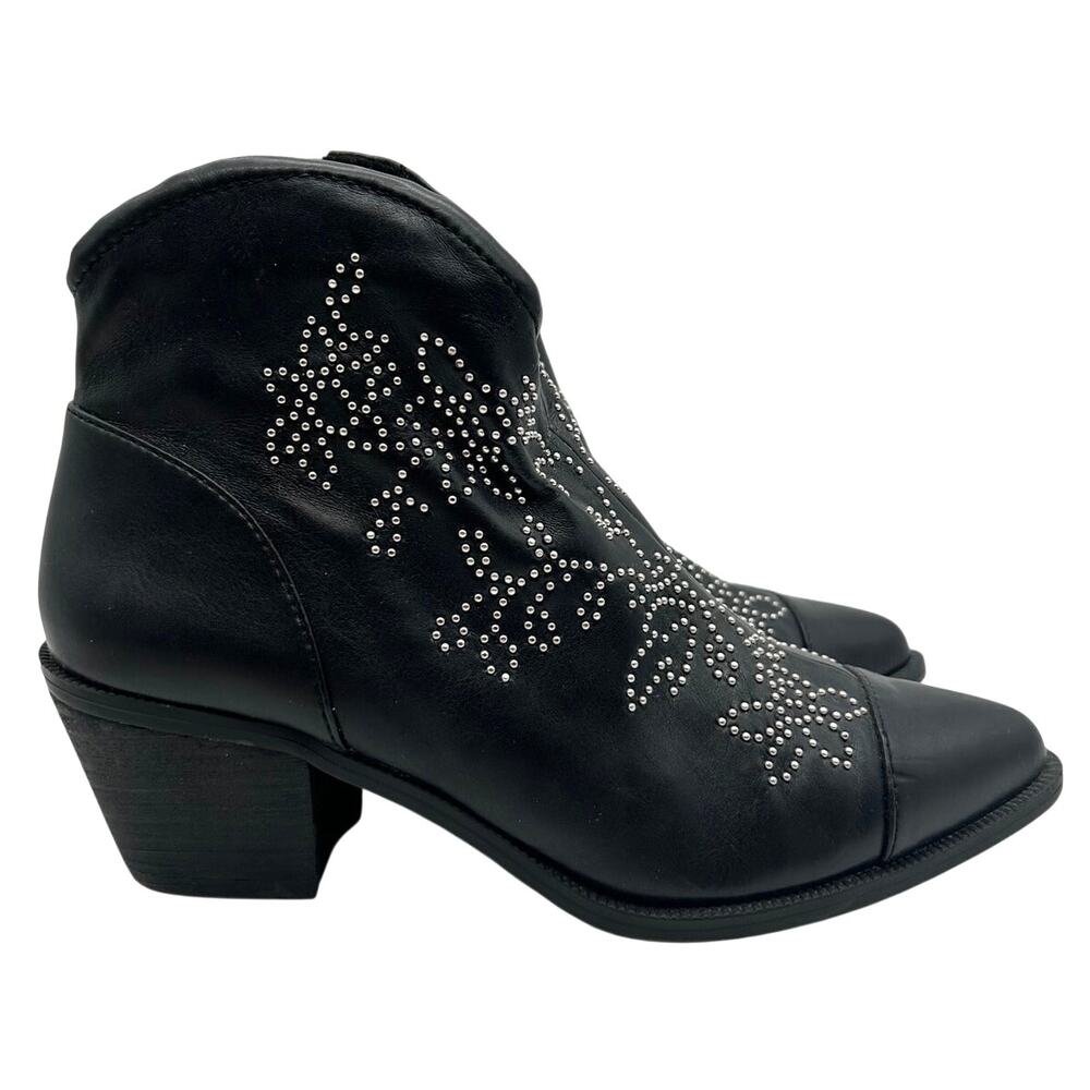 American Eagle Studded Western Ankle Boots Booties Size 7 Faux Leather Black